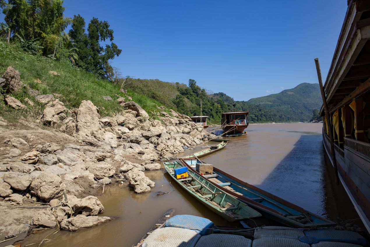 mit dem Boot auf dem Mekong