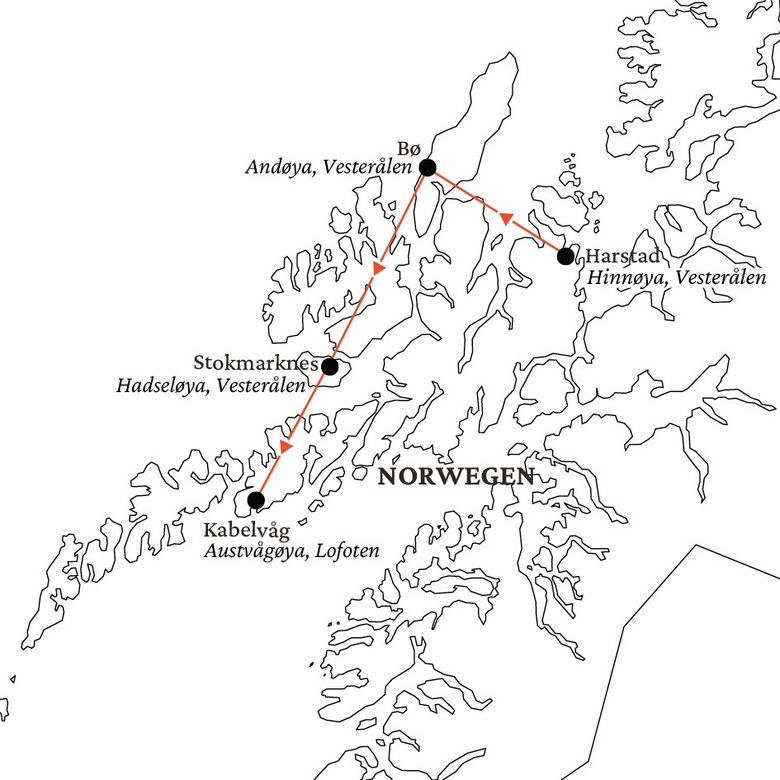 Karte Vesterålen Lofoten