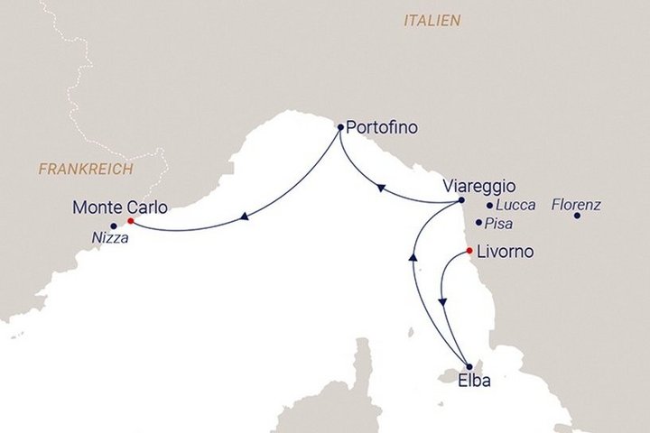 Route Segelreise Italien