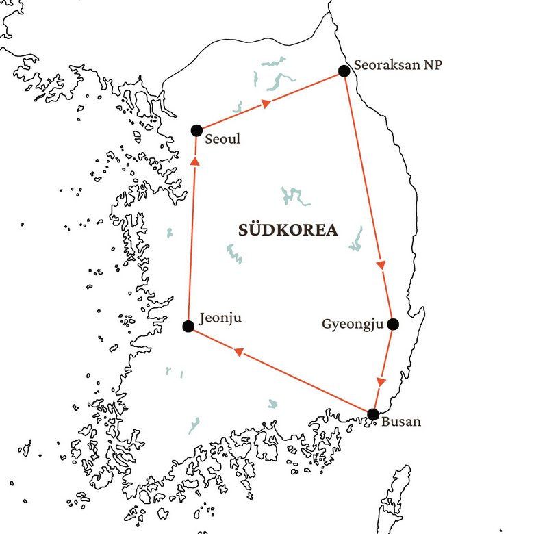 Reiseroute Südkorea